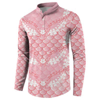 Soft Pink Mermaid Puakenikeni Maile Lei Button Sweatshirt LT01 - Polynesian Pride
