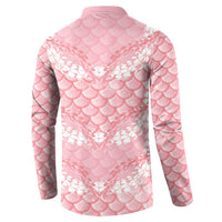 Soft Pink Mermaid Puakenikeni Maile Lei Button Sweatshirt LT01 - Polynesian Pride