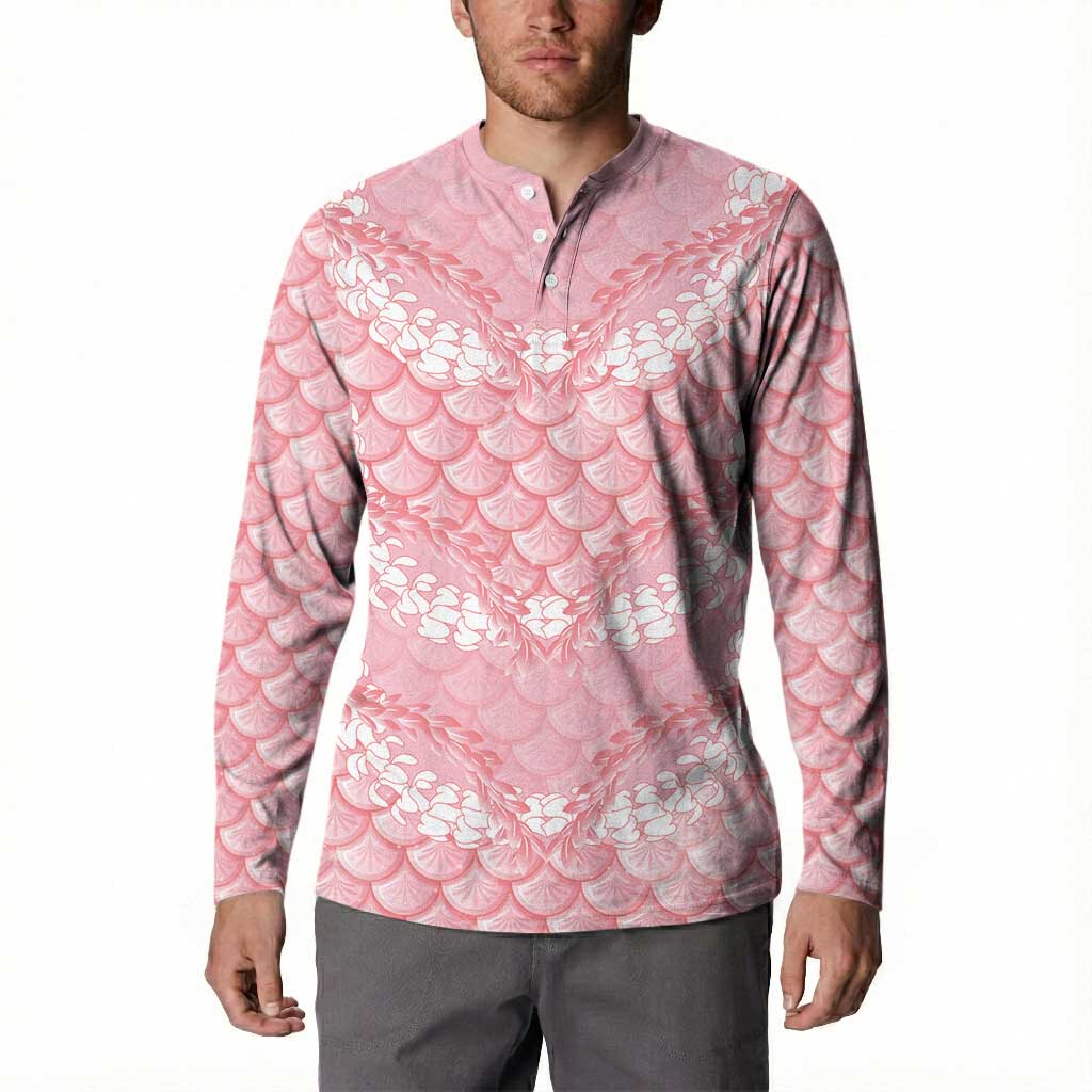 Soft Pink Mermaid Puakenikeni Maile Lei Button Sweatshirt LT01 - Polynesian Pride