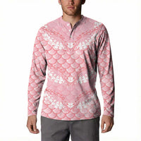 Soft Pink Mermaid Puakenikeni Maile Lei Button Sweatshirt LT01 - Polynesian Pride