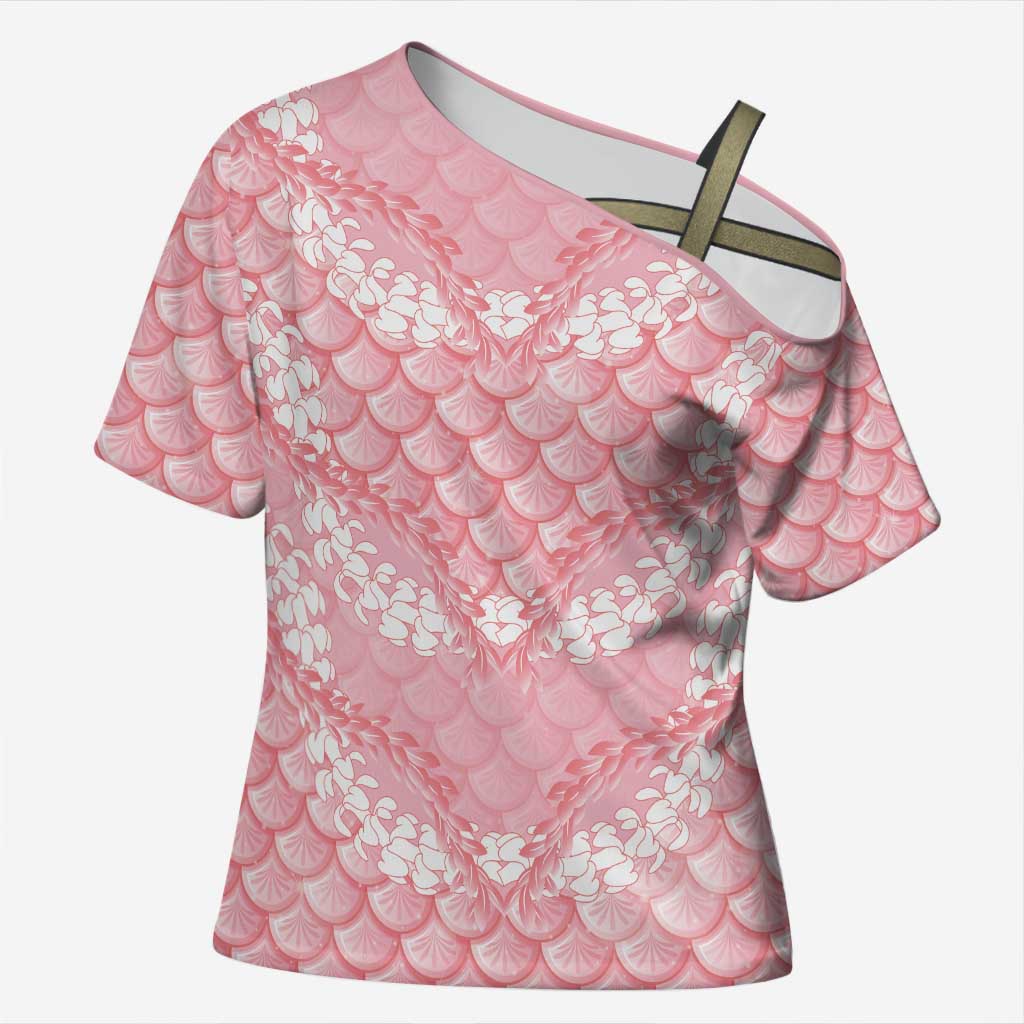 Soft Pink Mermaid Puakenikeni Maile Lei Cross Shoulder Shirt LT01 Female Pink - Polynesian Pride