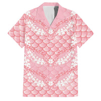 Soft Pink Mermaid Puakenikeni Maile Lei Family Matching Mermaid Dress and Hawaiian Shirt