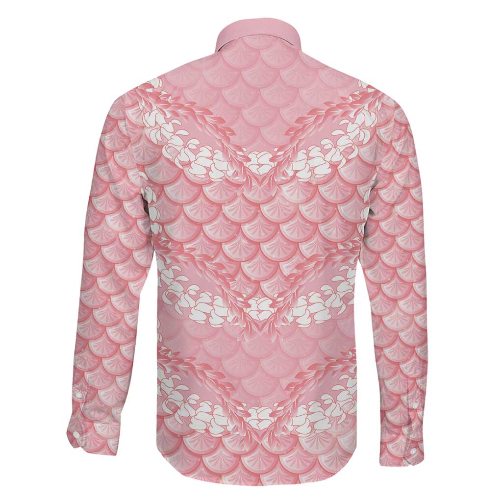 Soft Pink Mermaid Puakenikeni Maile Lei Family Matching Mermaid Dress and Hawaiian Shirt