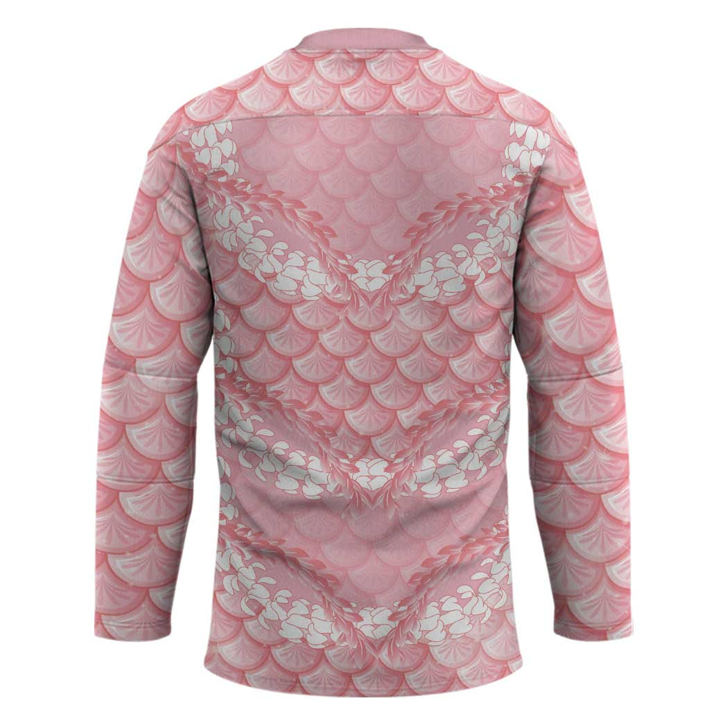 Soft Pink Mermaid Puakenikeni Maile Lei Hockey Jersey LT01 - Polynesian Pride