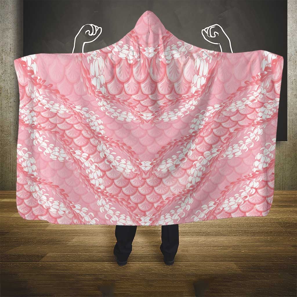 Soft Pink Mermaid Puakenikeni Maile Lei Hooded Blanket LT01 - Polynesian Pride