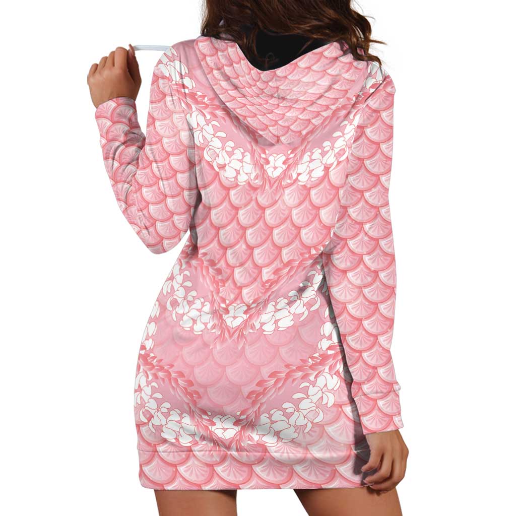 Soft Pink Mermaid Puakenikeni Maile Lei Hoodie Dress LT01 - Polynesian Pride