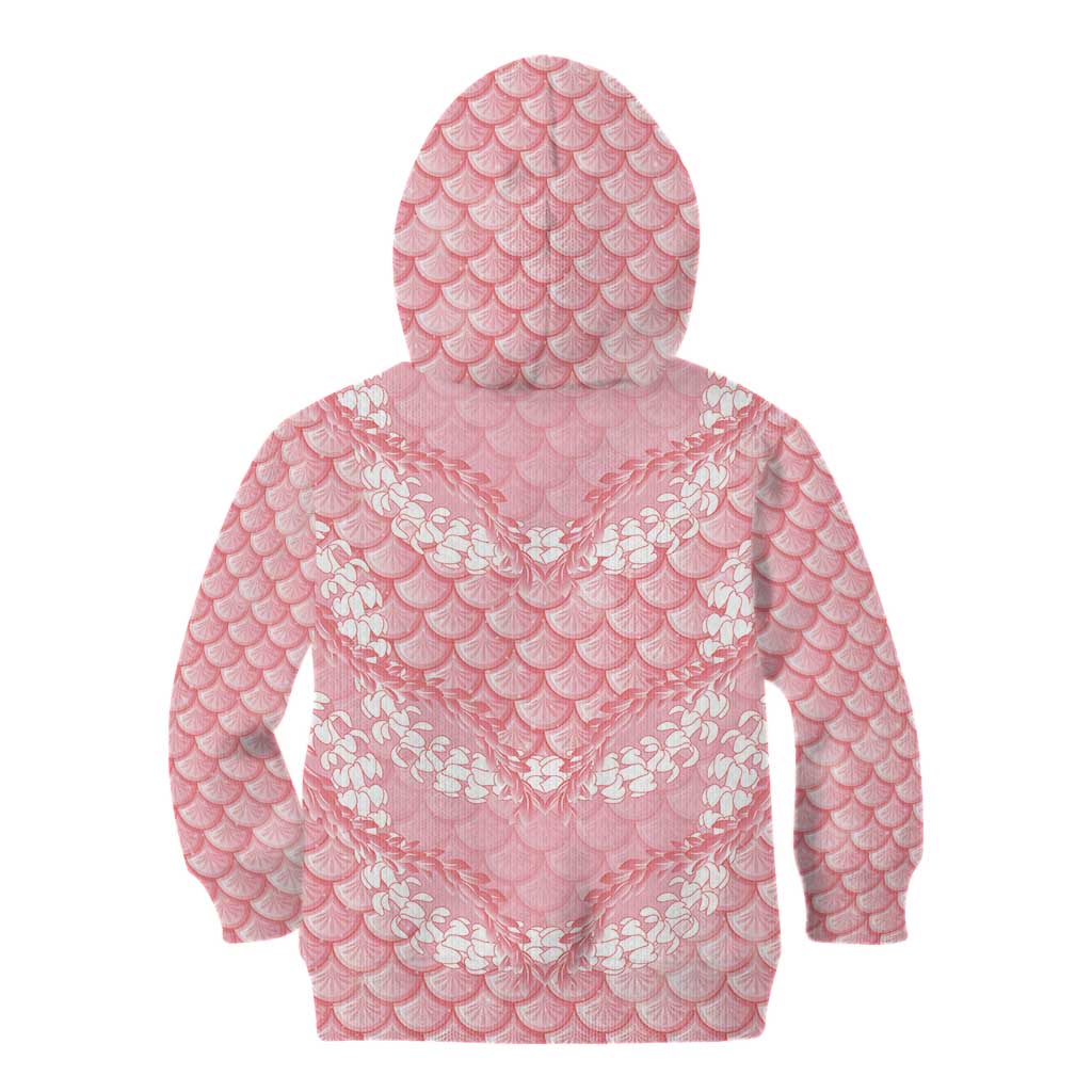 Soft Pink Mermaid Puakenikeni Maile Lei Kid Hoodie LT01 - Polynesian Pride