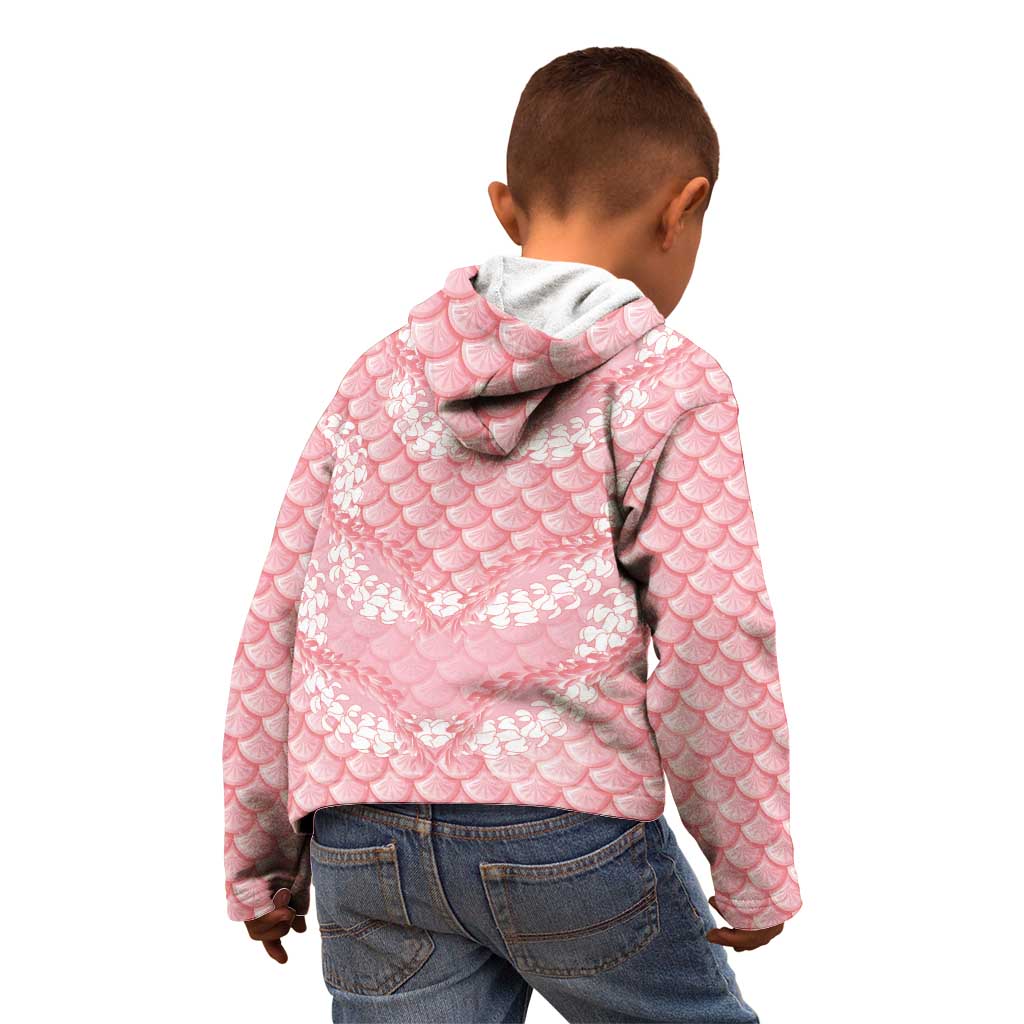 Soft Pink Mermaid Puakenikeni Maile Lei Kid Hoodie LT01 - Polynesian Pride