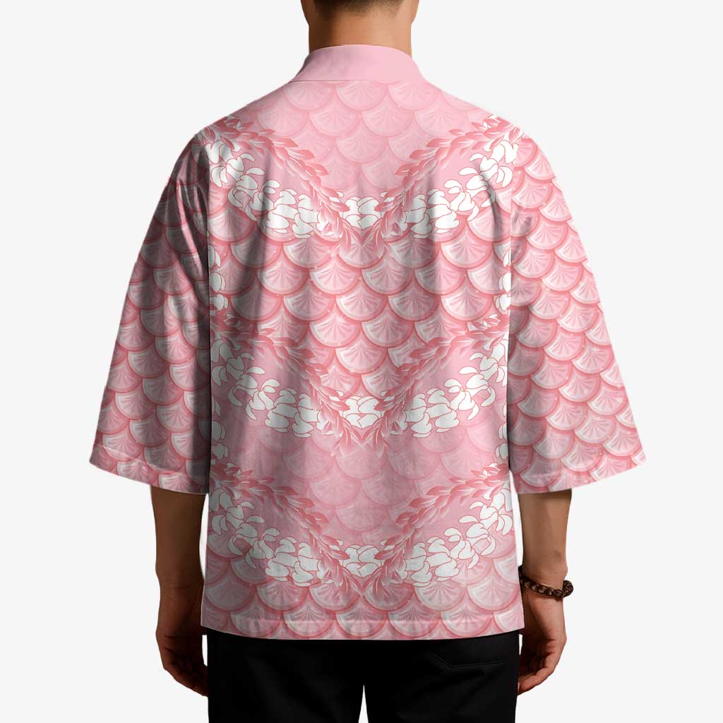 Soft Pink Mermaid Puakenikeni Maile Lei Kimono LT01 - Polynesian Pride