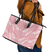 Soft Pink Mermaid Puakenikeni Maile Lei Leather Tote Bag LT01 - Polynesian Pride
