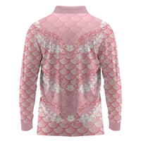 Soft Pink Mermaid Puakenikeni Maile Lei Long Sleeve Polo Shirt LT01 - Polynesian Pride