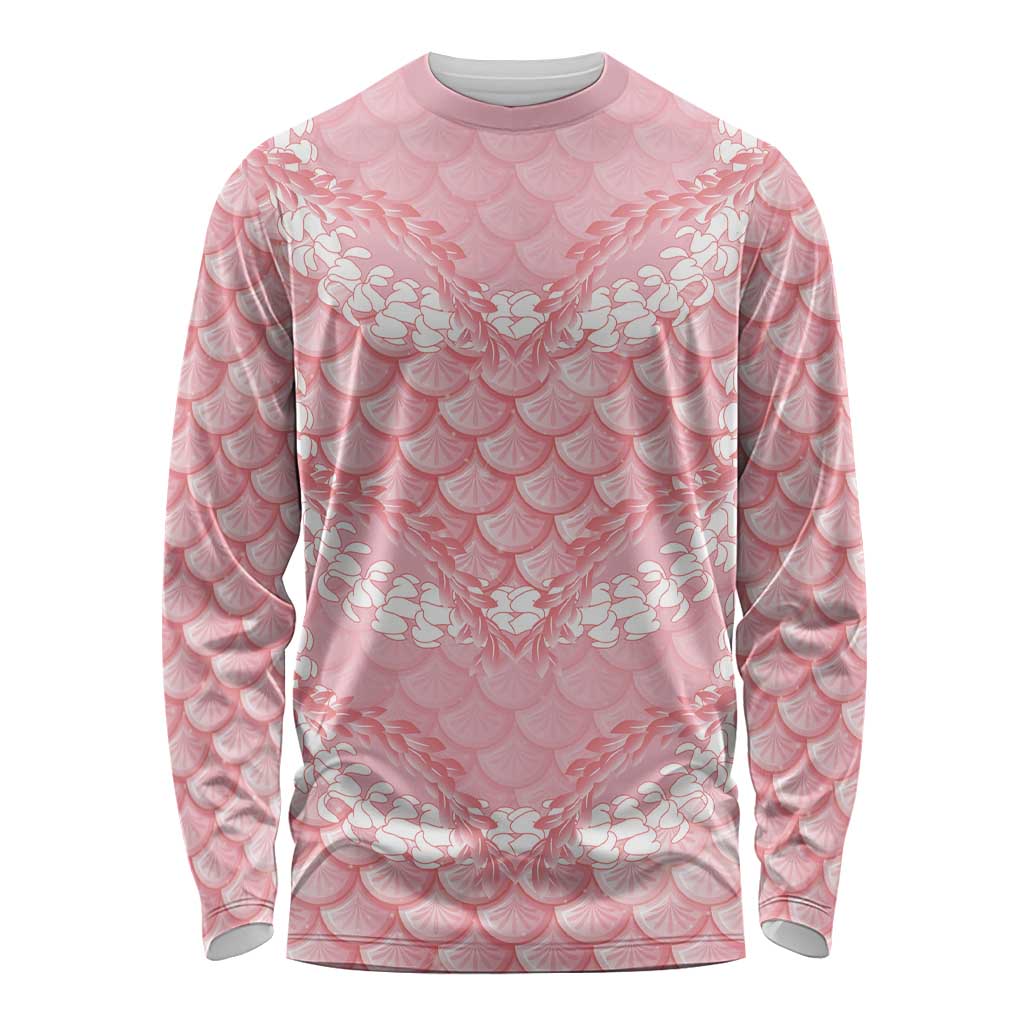 Soft Pink Mermaid Puakenikeni Maile Lei Long Sleeve Shirt LT01 Unisex Pink - Polynesian Pride