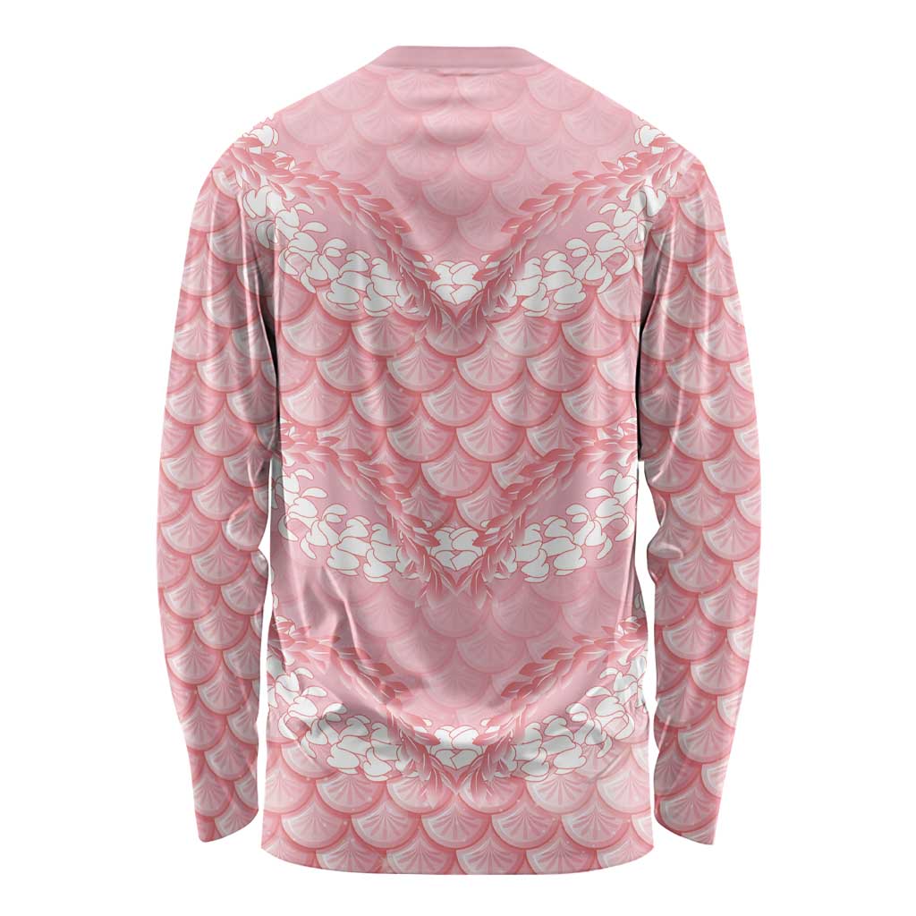 Soft Pink Mermaid Puakenikeni Maile Lei Long Sleeve Shirt LT01 - Polynesian Pride