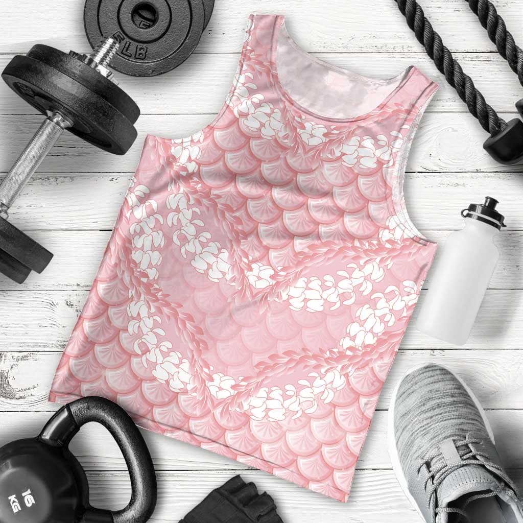 Soft Pink Mermaid Puakenikeni Maile Lei Men Tank Top LT01 - Polynesian Pride