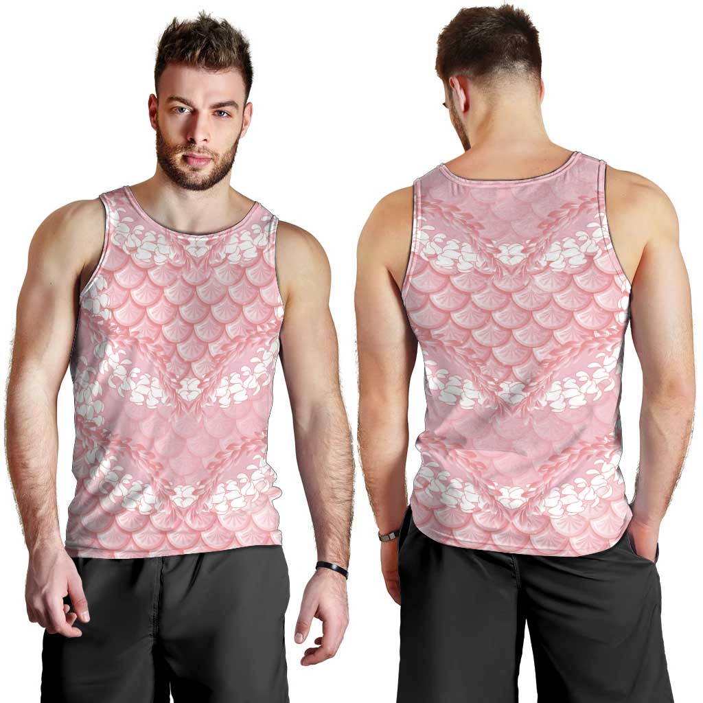 Soft Pink Mermaid Puakenikeni Maile Lei Men Tank Top LT01 - Polynesian Pride