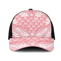 Soft Pink Mermaid Puakenikeni Maile Lei Mesh Trucker Cap LT01 One Size Black Pink - Polynesian Pride