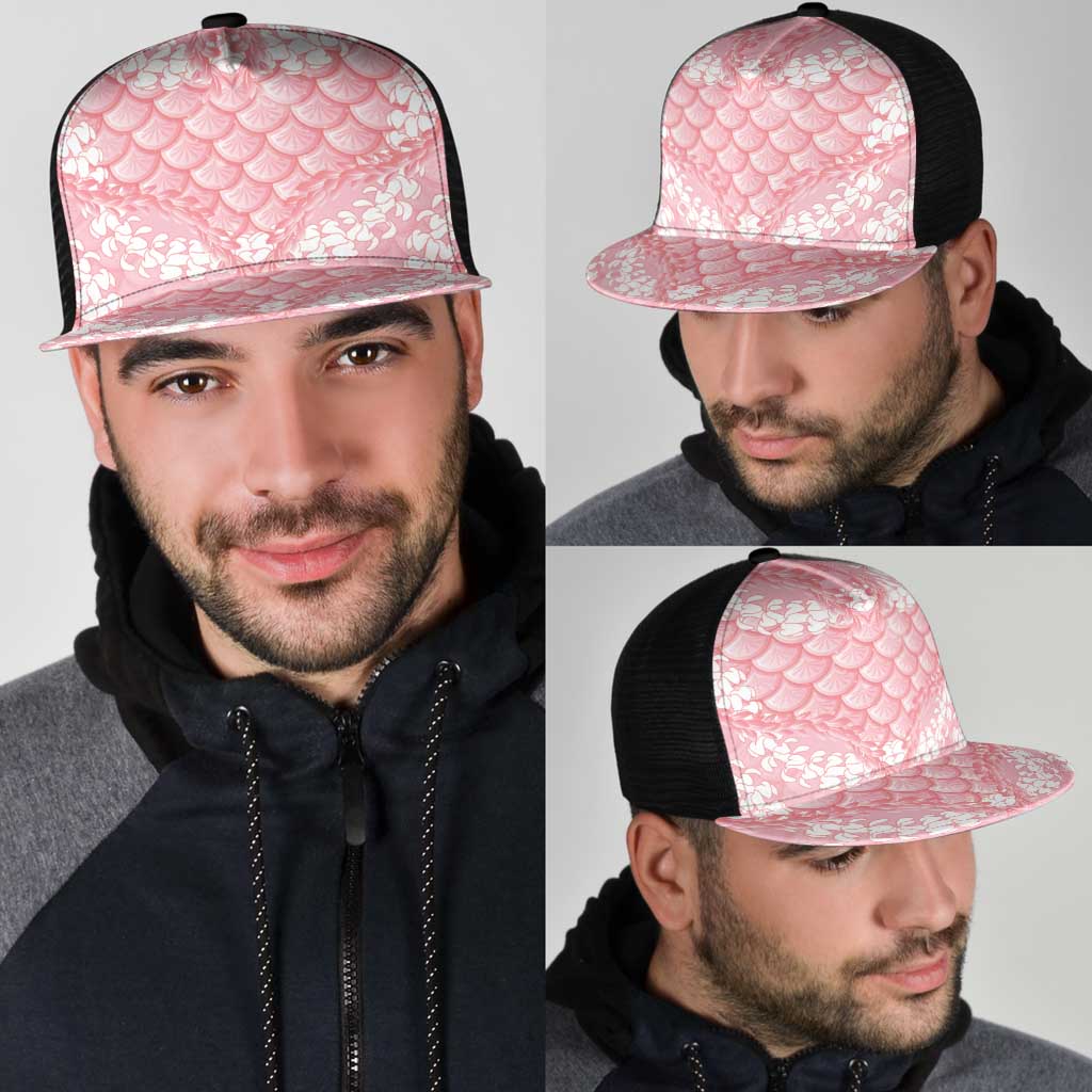 Soft Pink Mermaid Puakenikeni Maile Lei Mesh Trucker Cap LT01 - Polynesian Pride