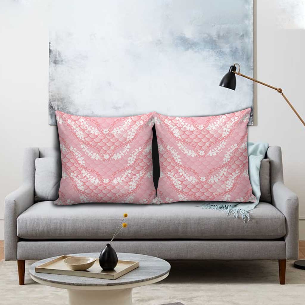 Soft Pink Mermaid Puakenikeni Maile Lei Pillow Cover LT01 - Polynesian Pride