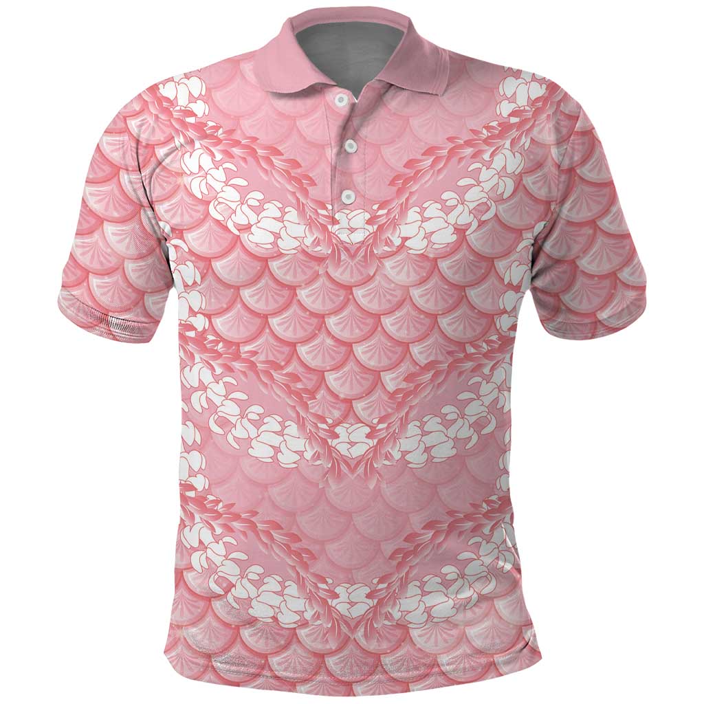 Soft Pink Mermaid Puakenikeni Maile Lei Polo Shirt LT01 Pink - Polynesian Pride