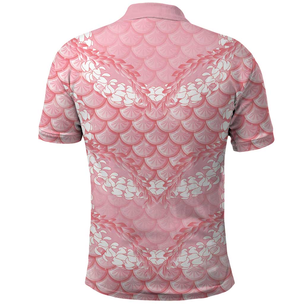 Soft Pink Mermaid Puakenikeni Maile Lei Polo Shirt LT01 - Polynesian Pride