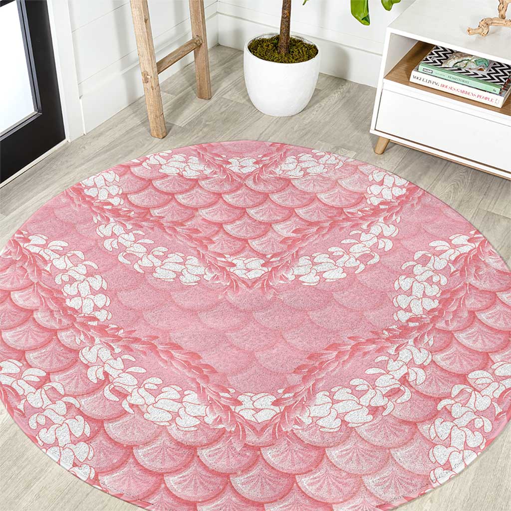 Soft Pink Mermaid Puakenikeni Maile Lei Round Carpet LT01 Pink - Polynesian Pride