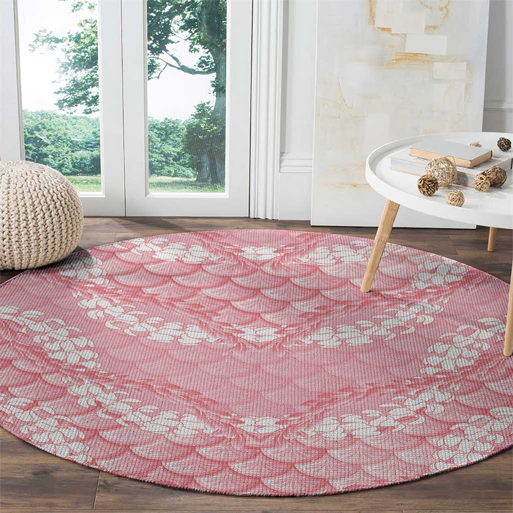 Soft Pink Mermaid Puakenikeni Maile Lei Round Carpet LT01 - Polynesian Pride