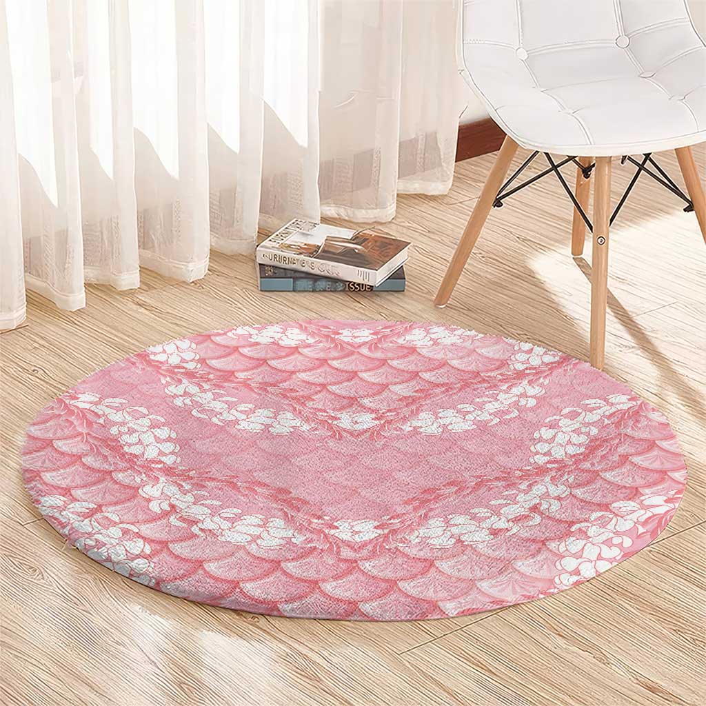 Soft Pink Mermaid Puakenikeni Maile Lei Round Carpet LT01 - Polynesian Pride