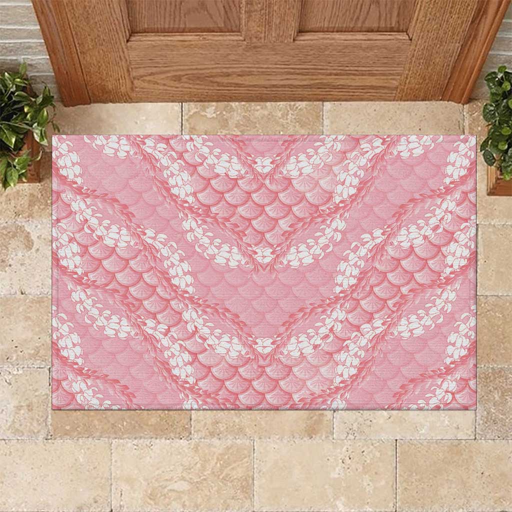 Soft Pink Mermaid Puakenikeni Maile Lei Rubber Doormat LT01 Pink - Polynesian Pride