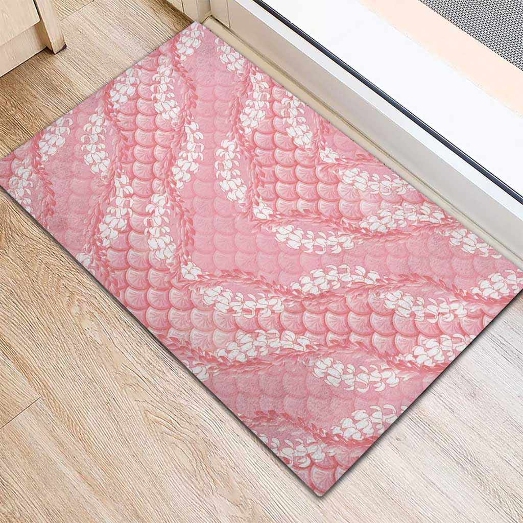 Soft Pink Mermaid Puakenikeni Maile Lei Rubber Doormat LT01 - Polynesian Pride