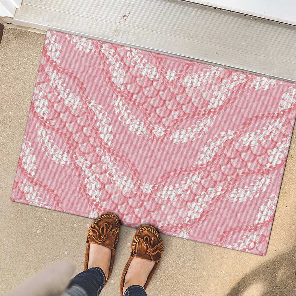 Soft Pink Mermaid Puakenikeni Maile Lei Rubber Doormat LT01 - Polynesian Pride