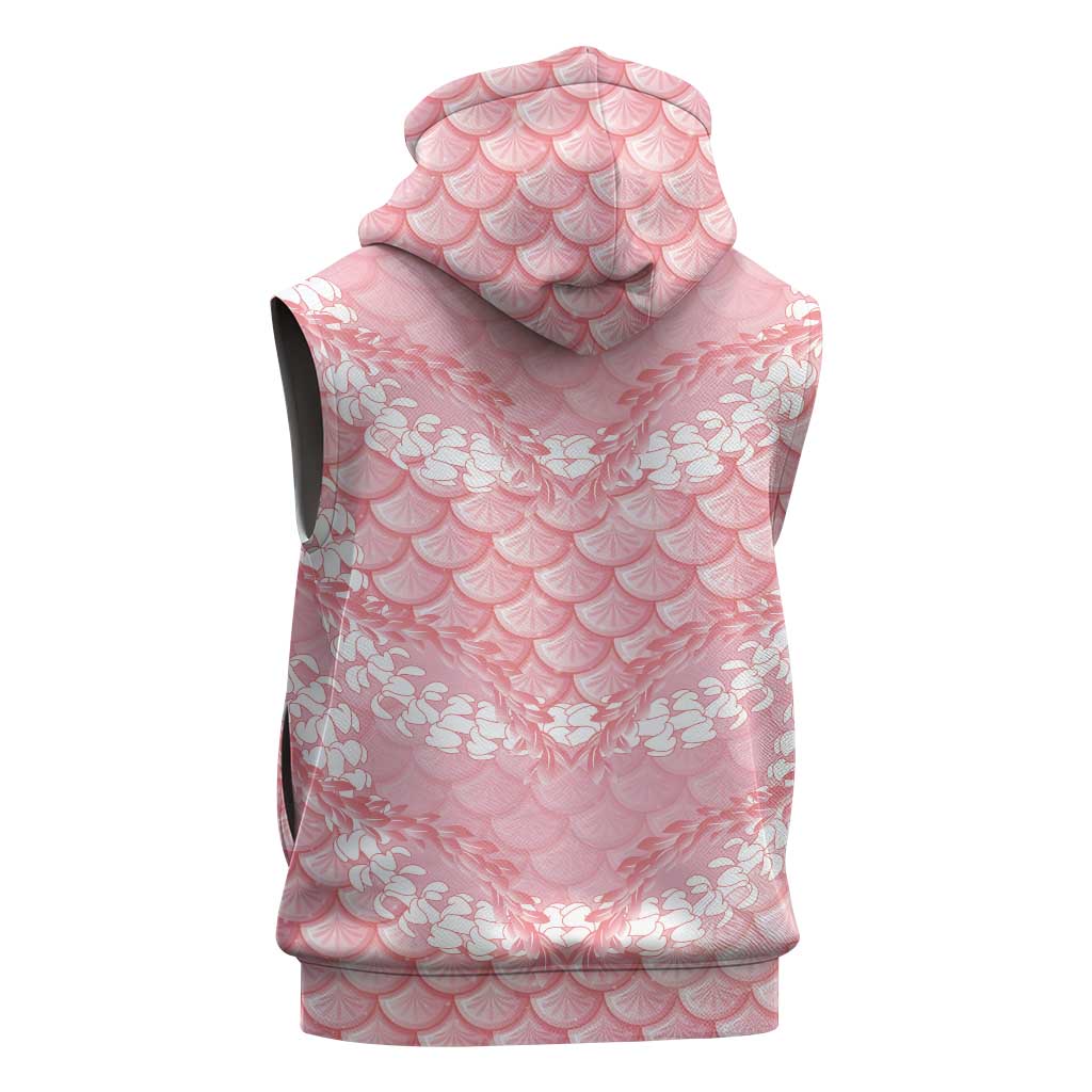 Soft Pink Mermaid Puakenikeni Maile Lei Sleeveless Hoodie LT01 - Polynesian Pride