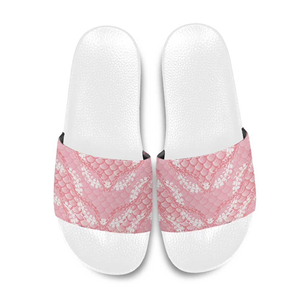Soft Pink Mermaid Puakenikeni Maile Lei Slide Sandals LT01 Pink - Polynesian Pride