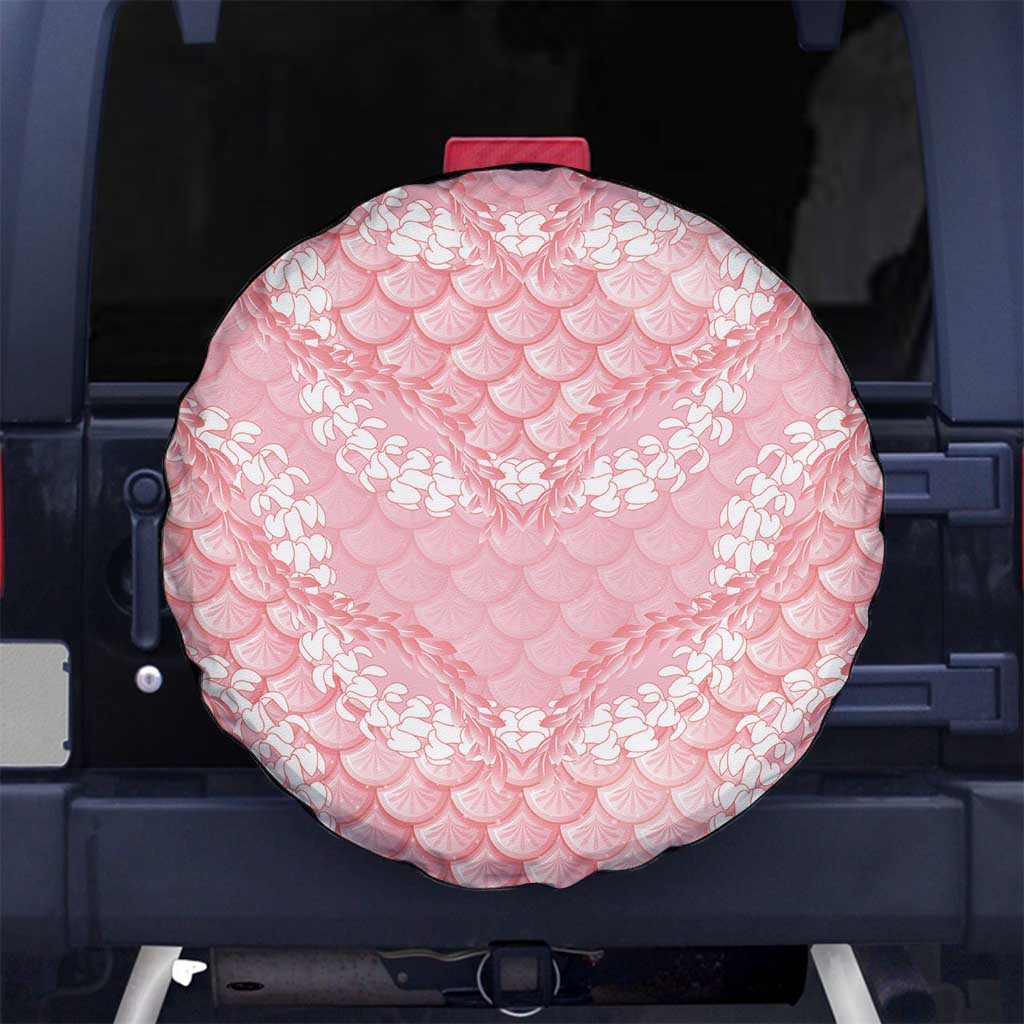 Soft Pink Mermaid Puakenikeni Maile Lei Spare Tire Cover LT01 No hole Pink - Polynesian Pride