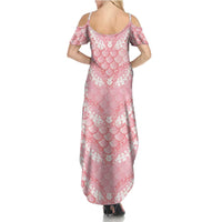 Soft Pink Mermaid Puakenikeni Maile Lei Summer Maxi Dress LT01 - Polynesian Pride