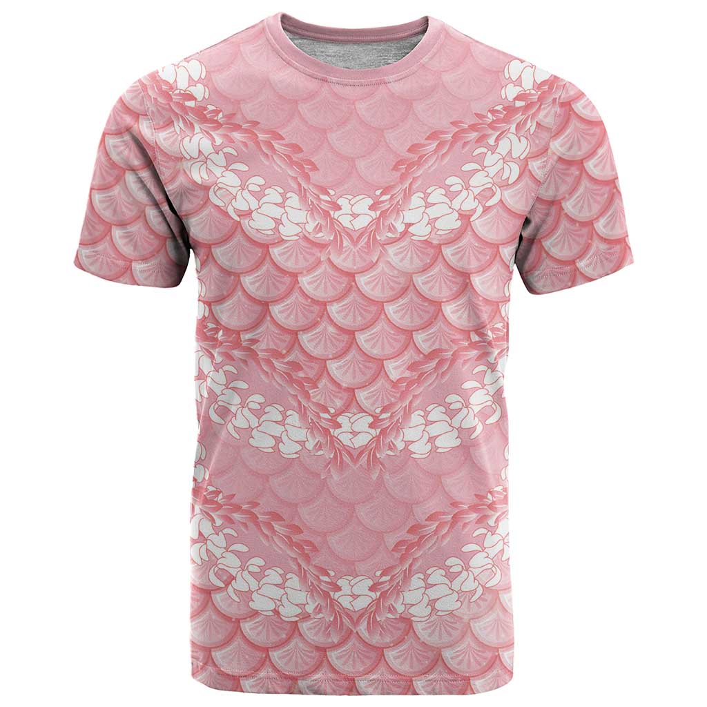 Soft Pink Mermaid Puakenikeni Maile Lei T Shirt LT01 Pink - Polynesian Pride