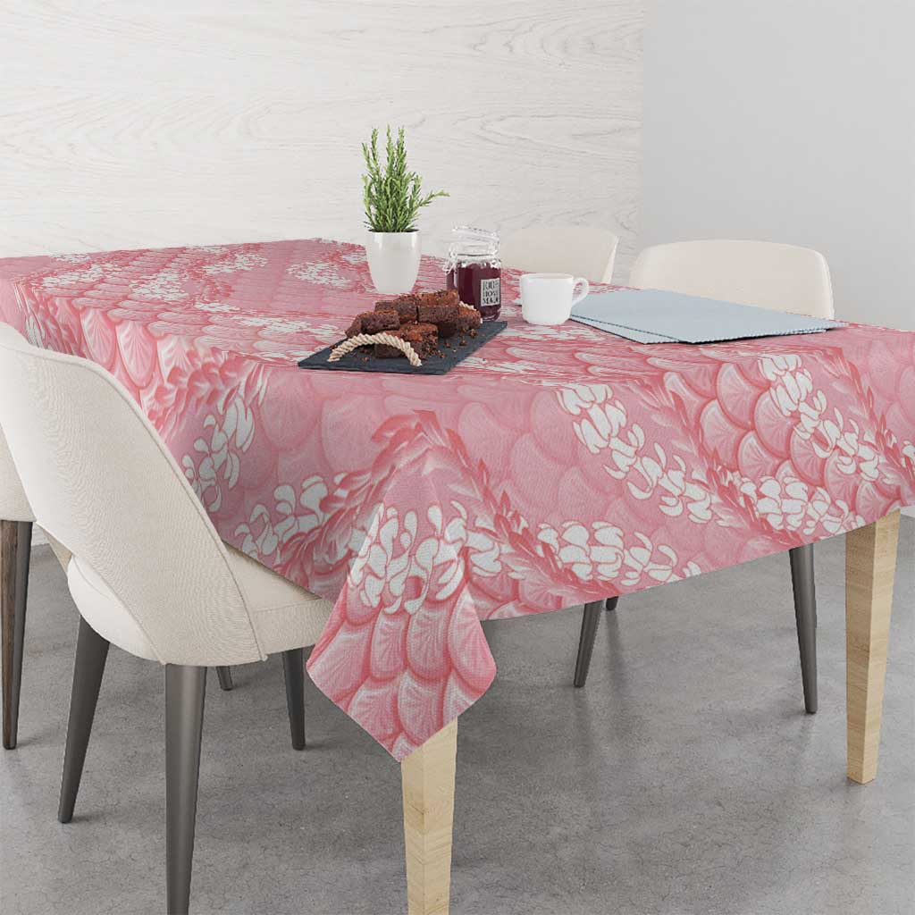 Soft Pink Mermaid Puakenikeni Maile Lei Tablecloth