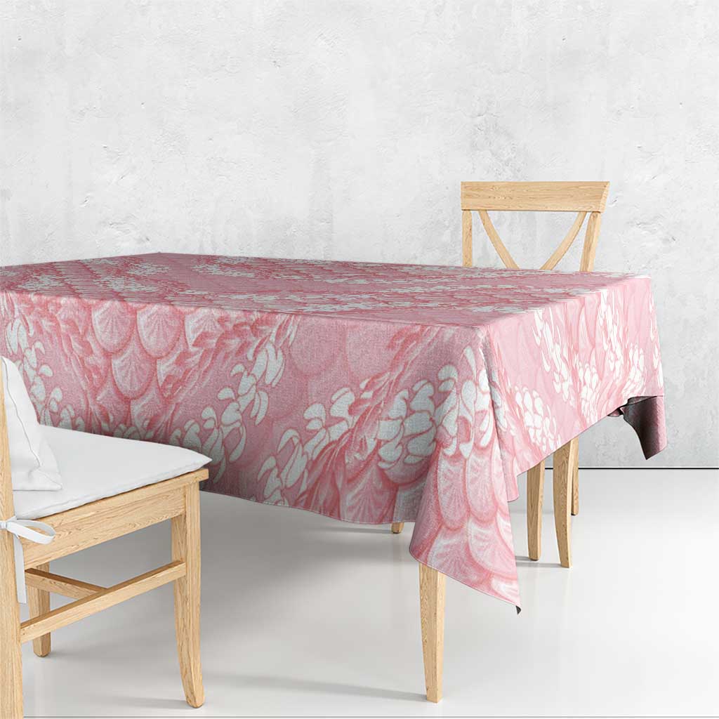 Soft Pink Mermaid Puakenikeni Maile Lei Tablecloth