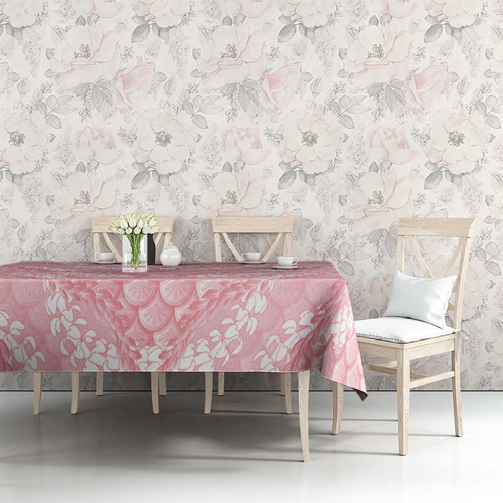 Soft Pink Mermaid Puakenikeni Maile Lei Tablecloth