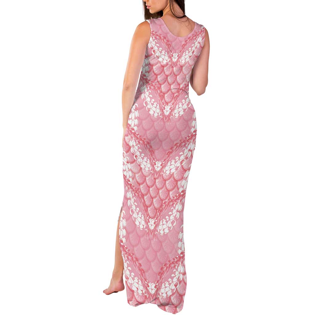 Soft Pink Mermaid Puakenikeni Maile Lei Tank Maxi Dress LT01 - Polynesian Pride