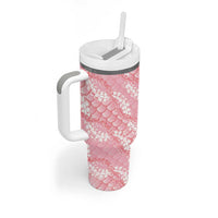 Soft Pink Mermaid Puakenikeni Maile Lei Tumbler With Handle LT01 - Polynesian Pride