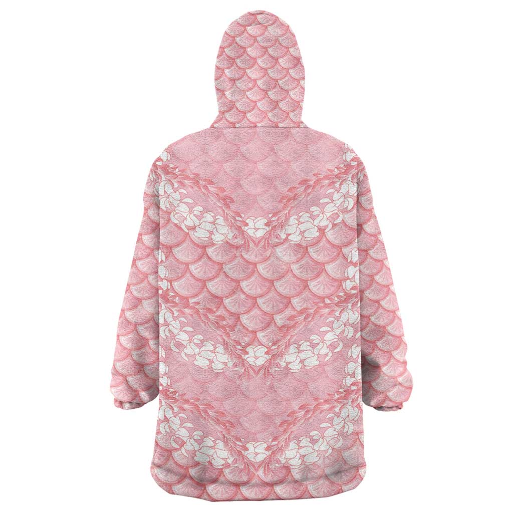 Soft Pink Mermaid Puakenikeni Maile Lei Wearable Blanket Hoodie LT01 - Polynesian Pride