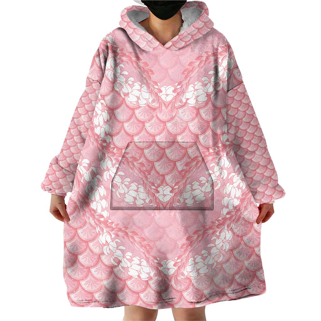 Soft Pink Mermaid Puakenikeni Maile Lei Wearable Blanket Hoodie LT01 - Polynesian Pride