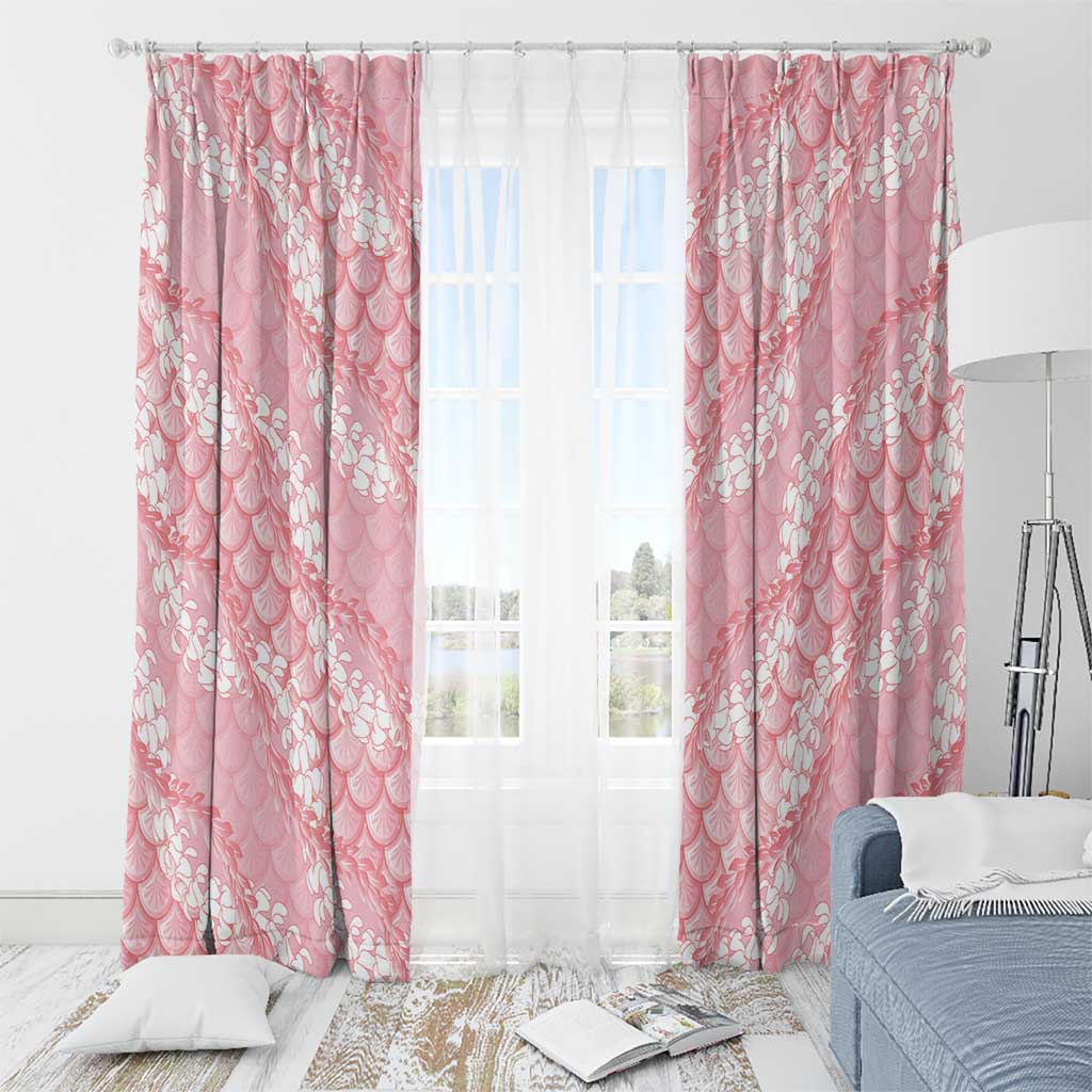Soft Pink Mermaid Puakenikeni Maile Lei Window Curtain LT01 - Polynesian Pride