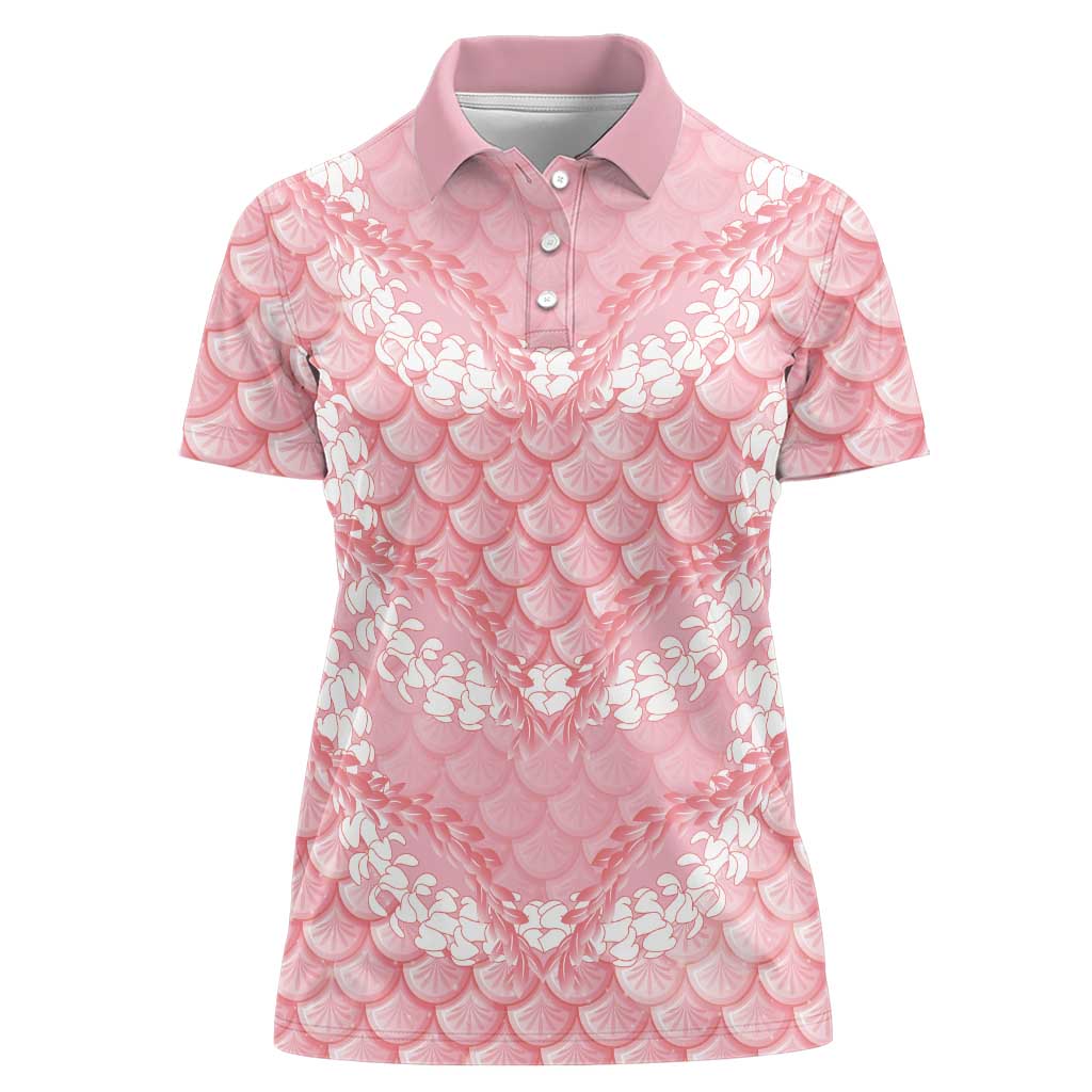 Soft Pink Mermaid Puakenikeni Maile Lei Women Polo Shirt