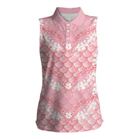 Soft Pink Mermaid Puakenikeni Maile Lei Women Sleeveless Polo Shirt