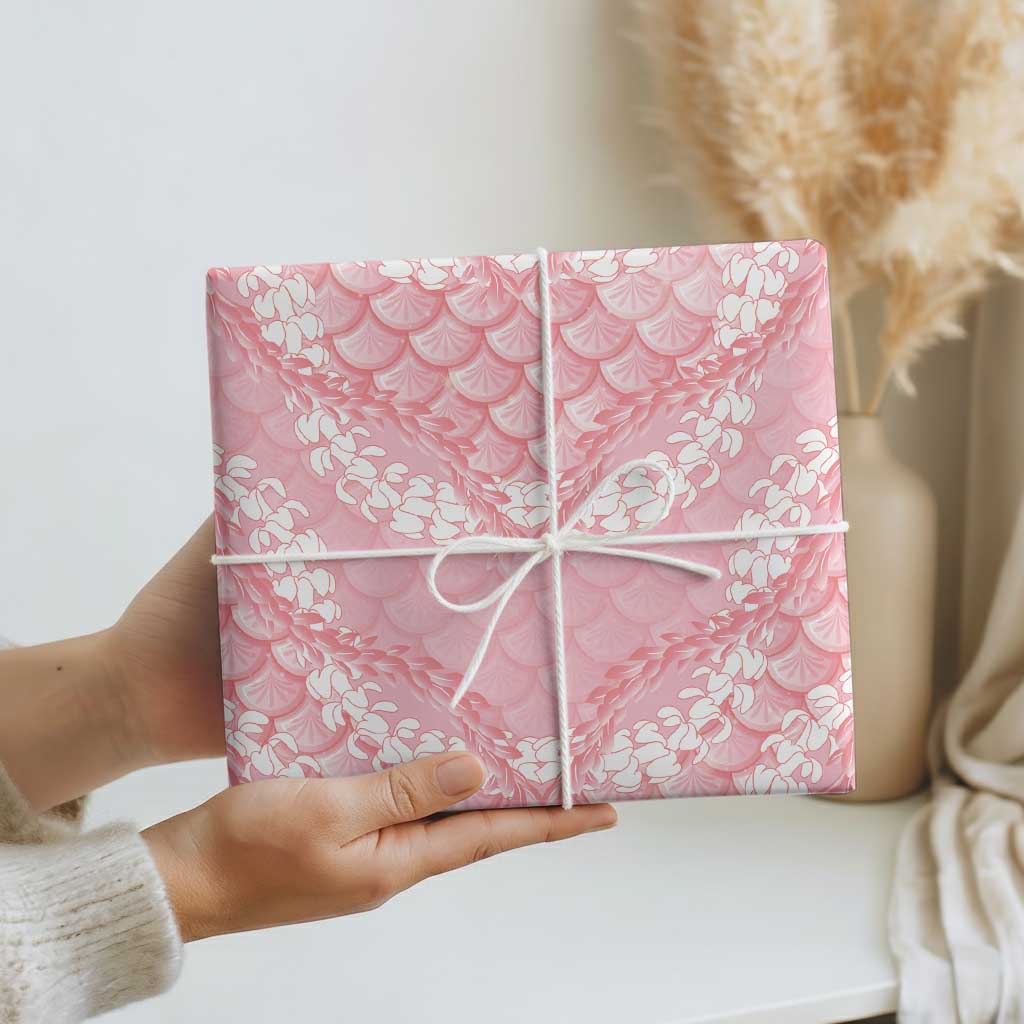 Soft Pink Mermaid Puakenikeni Maile Lei Wrapping Paper LT01 - Polynesian Pride