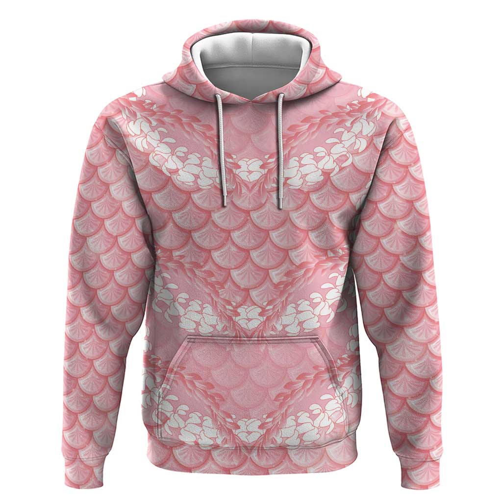 Soft Pink Mermaid Puakenikeni Maile Lei Zip Hoodie LT01 Pullover Hoodie Pink - Polynesian Pride