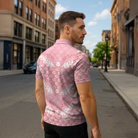 Soft Pink Mermaid Puakenikeni Maile Lei Zipper Polo Shirt
