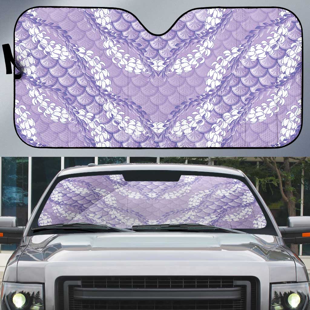 Lilac Mermaid Puakenikeni Maile Lei Auto Sun Shade LT01 Purple - Polynesian Pride