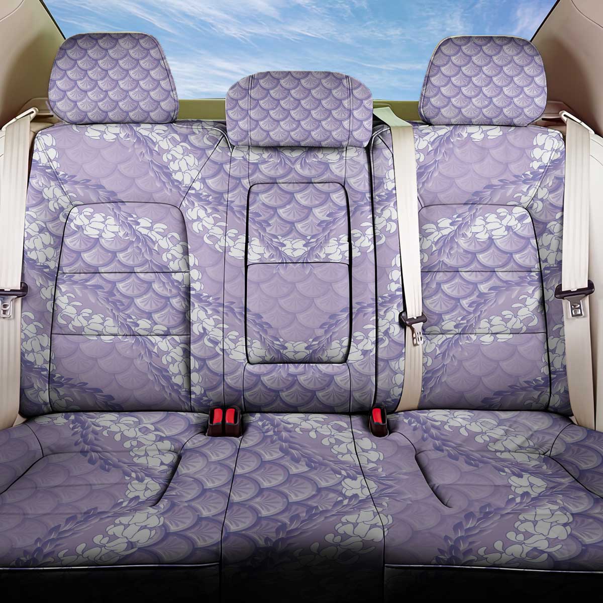 Lilac Mermaid Puakenikeni Maile Lei Back Car Seat Cover LT01 One Size Purple - Polynesian Pride